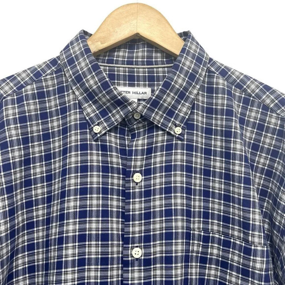 Peter Millar Button Down Long Sleeve Shirt Summer Soft Blue/White Men’s Size XL - Picture 2 of 8
